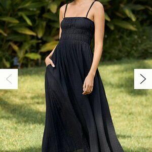 ANTHROPOLOGIE Celandine Strapless Smocked DW Maxi Dress /Black/ Size L -98212269